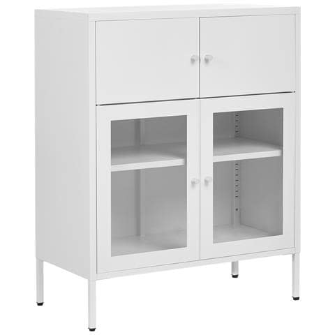 Credenza Espositiva In Vetro Esholt Metallo 80 Cm Bianco - Foto 2