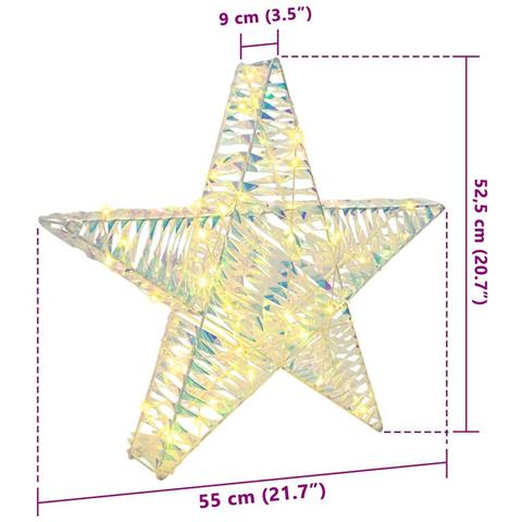 Stella 3D con 50 LED Bianco caldo 55 x 52.5 x 9 cm PET - Foto 8