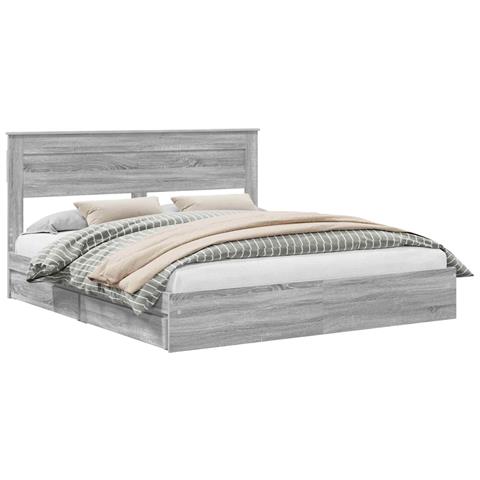 Letto con Contenitore con testiera Grigio Sonoma 180 x 200 cm - Foto 1