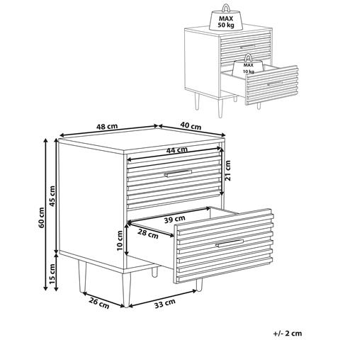 Comodino 2 Cassetti Keith Marrone Chiaro - Foto 7