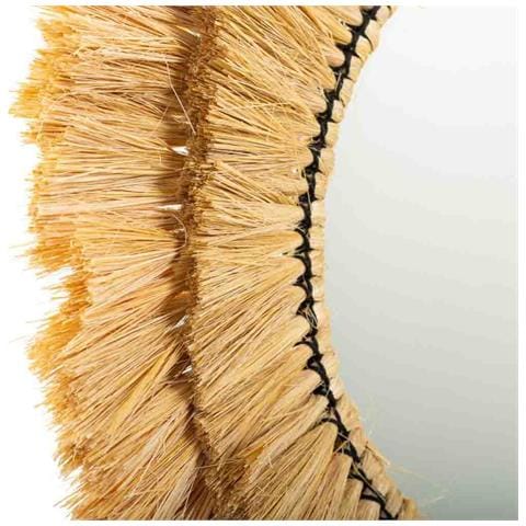 Specchio Rotondo In Fibra Naturale Marrone 57x57x6h - Foto 2