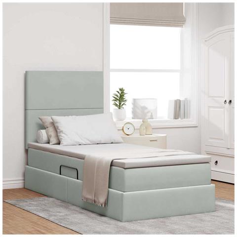 Letto con contenitore e materasso Grigio chiaro 100 x 200 cm - Foto 2
