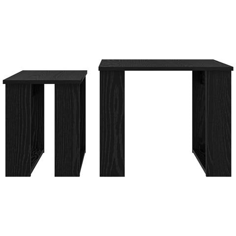 Set di Tavolini da Caffè 2 pcs Rovere Nero Legno multistrato - Foto 9