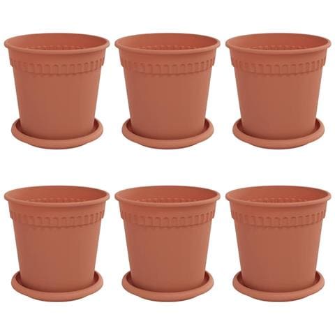 Vasi per Piante 6 pcs Rosso Mattone Ø 17 x 14 cm Plastica - Foto 1