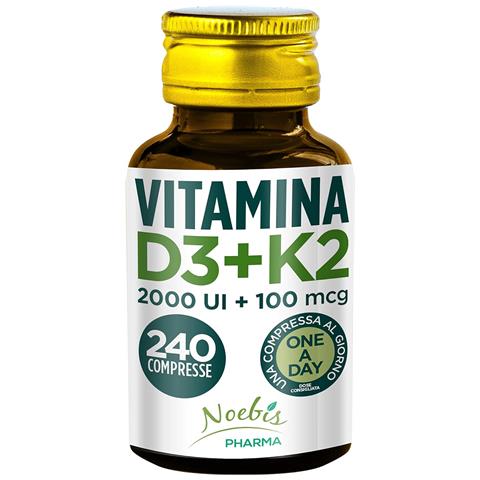 Vitamina D3 + K2 240 Compresse - Vitamina D3 50 mcg + K2 MK-7 100 mcg - Ossa, Denti, Muscoli e Sistema Immunitario - Foto 1