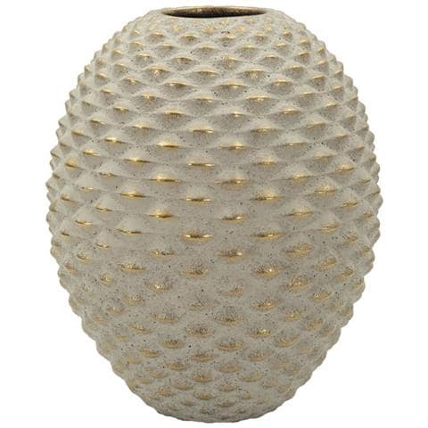 Vaso Pepipas Ball Medio In Ceramica Grigia Con Accenti Oro - Foto 1
