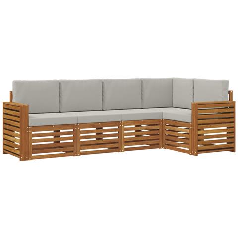 Set divani con cuscino 5 pcs Grigio Naturale e Chiaro - Foto 1
