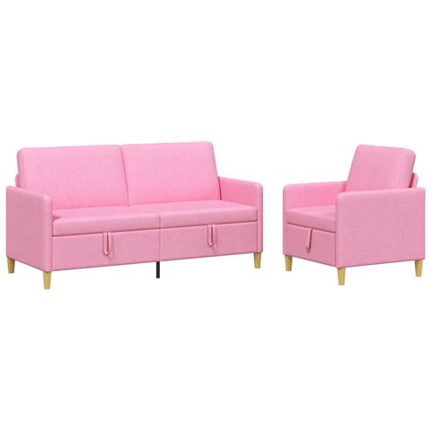 Set di Divani con Storage 2 pcs Rosa Poliestere - Foto 1