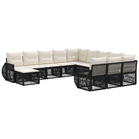 Set Divano da Giardino 12 pcs Nero polyrattan - Foto 1