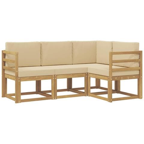 Set di divani da esterno con cuscino 4 pcs Bianco e Beige - Foto 1