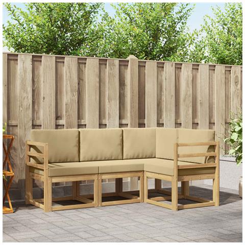 Set di divani da esterno con cuscino 4 pcs Bianco e Beige - Foto 2
