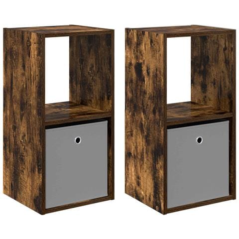 Comodino 2 pcs Rovere fumé 35 x 32 x 68,5 cm Legno multistrato - Foto 1