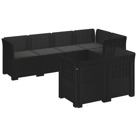 Divano 7 Posti da Giardino con Cuscini Aspetto Rattan PP - Foto 1