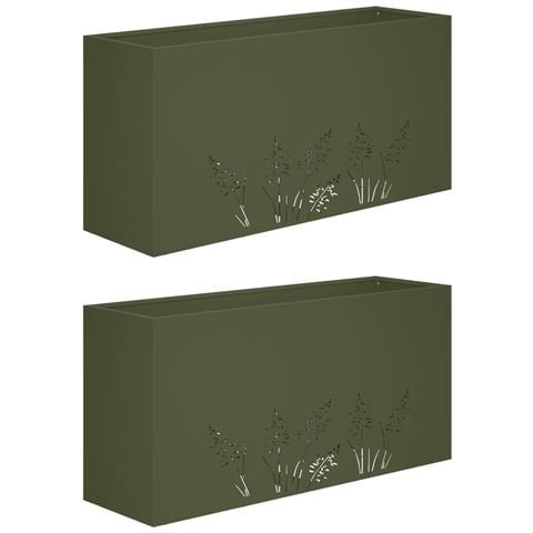 Vaso da giardino 2 pz Verde Oliva 100 x 30 x 49 cm - Foto 1