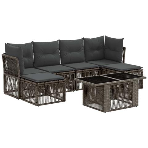 Set Divano da Giardino 7 pz Grigio polyrattan - Foto 1