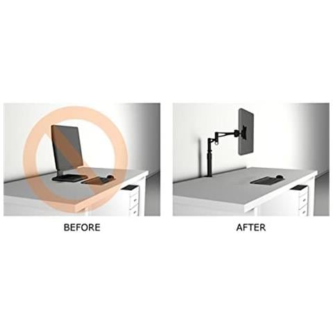 Supporto da Tavolo Economy 3 Snodi su Colonna con Morsetto per TV / Monitor da 15 a 24" Vesa Max 100x100 - Foto 2