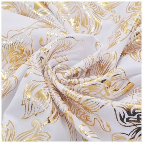 Coprisedia Elasticizzato Piano 6 Pz Bianco Con Stampa Dorata - Foto 3