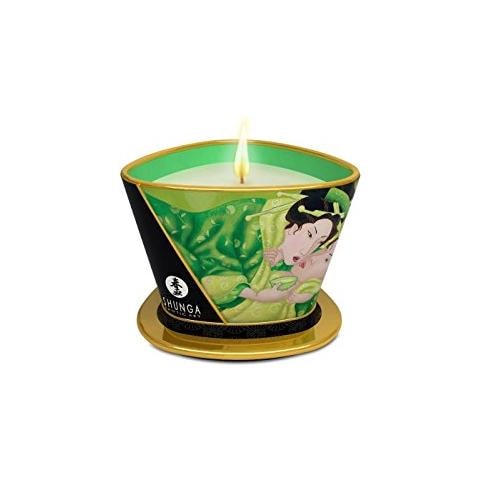 Shunga  Candela da massaggio lucente e carezza - tè verde esotico - Foto 2