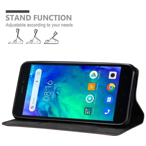 Custodia Compatibile Con Xiaomi Redmi Go In Bruno Caffè - Coperchio Protettiva Con Chiusura Magnetica, Funzione Stand E Tasca Per Le Carte - Foto 2
