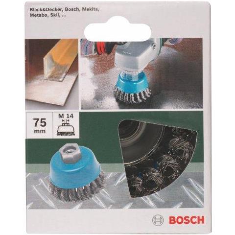 Bosch 2609256503 75 Millimetri M14 Wire Cup Brush Filo Intrecciato (ottonato)  - Foto 3