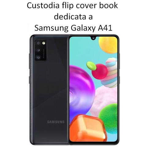 Smart Book Custodia Poket Silicone Flip Cover Case Per Samsung Galaxy A41 A415 Black - Foto 2