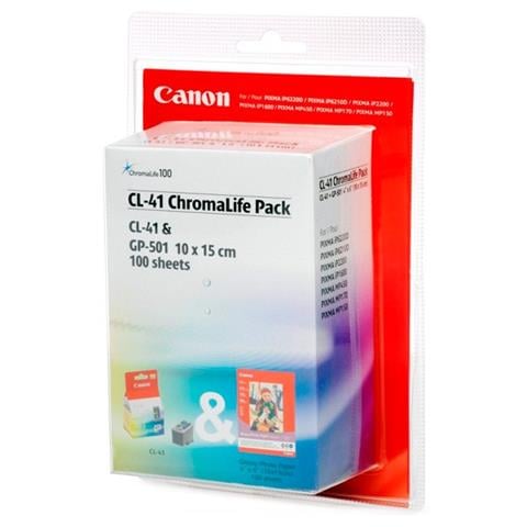 CL-41 Cartuccia Ink Originale Ciano Magenta Gialla per Canon Pixma IP 1600 Capacità 312 Pagine - Foto 1