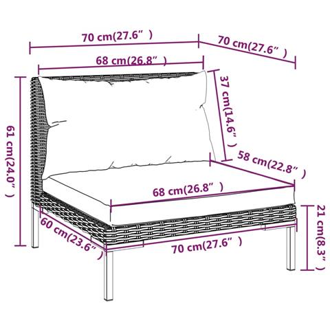 Set Divani Giardino 6 Pz Con Cuscini In Polyrattan Grigio Scuro - Foto 2
