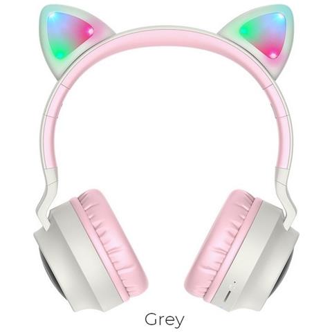 Cuffie Originale Bluetooth Stereo Cheerful W27 Cat Ear Con Led Grey - Foto 2