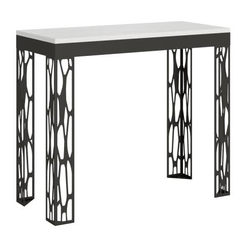 Consolle Allungabile 90x40/300 Cm Ghibli Evolution Telaio Antracite - Bianco Frassino - Foto 1