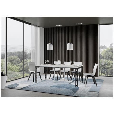 Consolle Allungabile 90x40/300 Cm Ghibli Evolution Telaio Antracite - Bianco Frassino - Foto 2