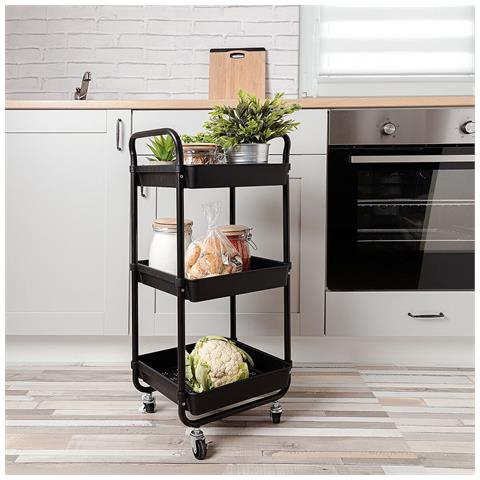 Carrello Per Verdure Apolo Nero Metallo 34,5 X 29,5 X 77 Cm - Foto 5