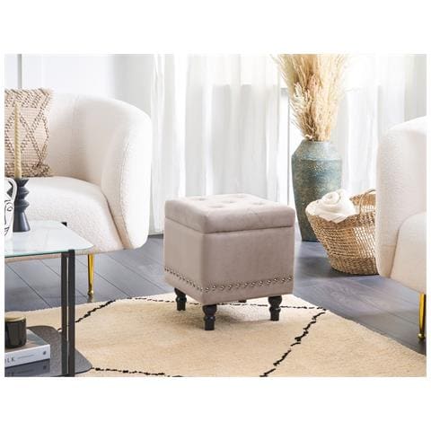 Pouf Contenitore Loretto Velluto Beige - Foto 1