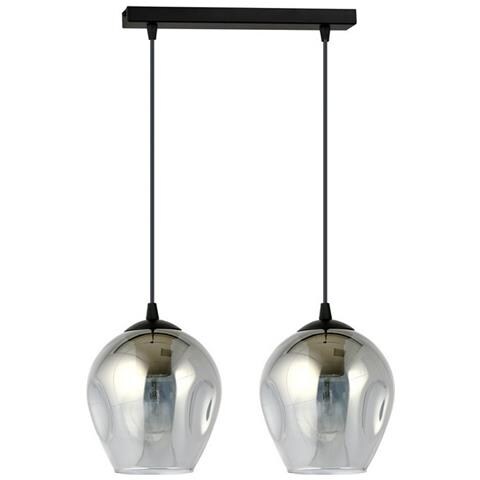 Lampada A Sospensione Istar - Nero, Grigio - Acciaio Verniciato A Polvere, Vetro - 40x100x14 Cm - Foto 2