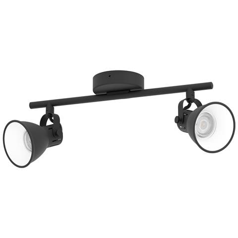 Spot Moderno Seras 2 In Acciaio Nero 2 Luci Gu10 3w Ip20 - Foto 1