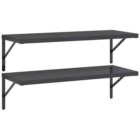 Mensole A Muro 2 Pz 100x40 Cm Nero In Acciaio Inossidabile - Foto 1