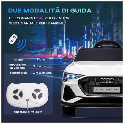 Macchina Elettrica Per Bambini 12v Con Telecomando, Velocità 3-8km /h, Luci E Musica, Età 3-5 Anni, Bianco - Foto 6