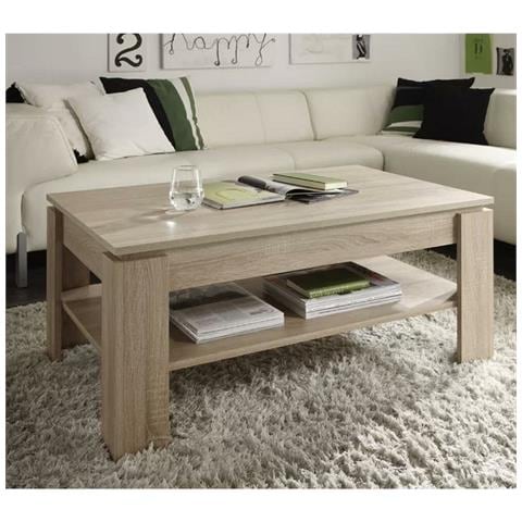 Tavolino Soggiorno Con Rialzo Contenitore Tavolo Salotto Moderno Apribile Beige - Foto 2
