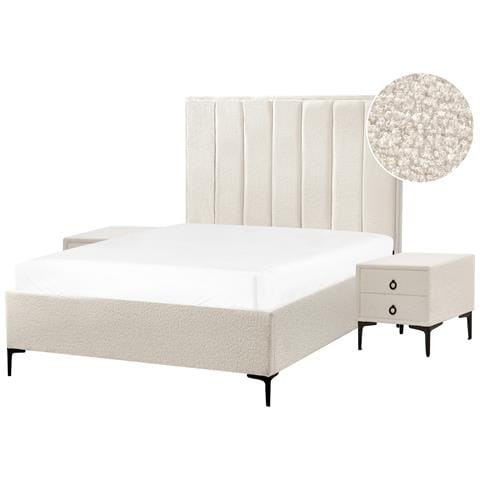 Set Da Camera Da Letto Bouclé Sezanne 140 X 200 Cm Bianco Sporco - Foto 2