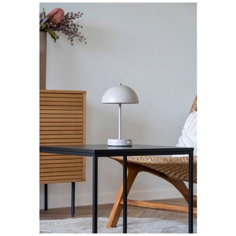 Lampada Da Tavolo Holt - Beige - Metallo - 15x15x25 Cm - Foto 4