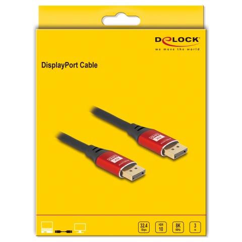 Cavo DisplayPort 8K 60 Hz 3 m metallo rosso - Foto 3
