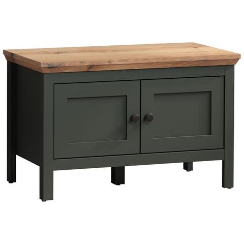 Panca Con Portaoggetti Stanton - Verde - Mdf - 77x48x39 Cm - Foto 2