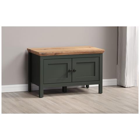 Panca Con Portaoggetti Stanton - Verde - Mdf - 77x48x39 Cm - Foto 8