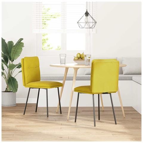 Sedie Da Pranzo 2 Pz Gialle In Velluto - Foto 2