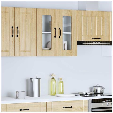 Pensile Da Cucina Con Porta In Vetro Kalmar Rovere Sonoma - Foto 3