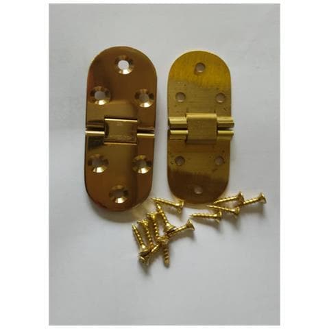 2 Pezzi - Cerniere A Biscotto In Ottone Massiccio Lucido 80x30mm - Con Viti - Foto 1