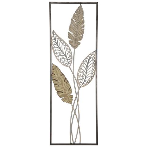 Decorazione In Metallo 3d Foglia 53 - Oro - Metallo - 30,5x1,9x91 Cm - Foto 1