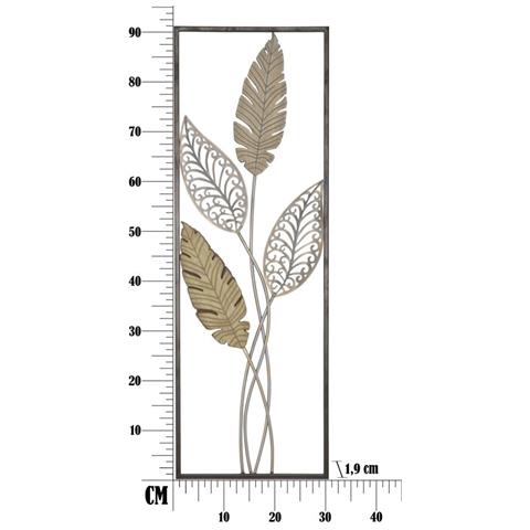 Decorazione In Metallo 3d Foglia 53 - Oro - Metallo - 30,5x1,9x91 Cm - Foto 8