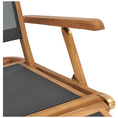 Lusso Casadino -  Sedia A Sdraio Con Poggiapiedi In Legno Massello Di Teak Nera - Foto 8