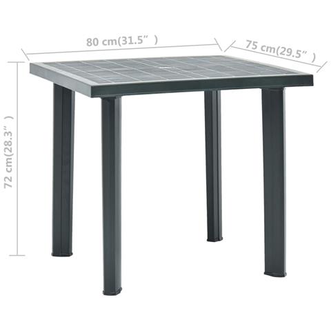 Tavolo Da Giardino Verde 80x75x72 Cm In Plastica - Foto 5