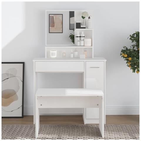 Lusso Casadino -  Toeletta Con Specchio Bianco Lucido 86,5x35x136 Cm - Foto 8